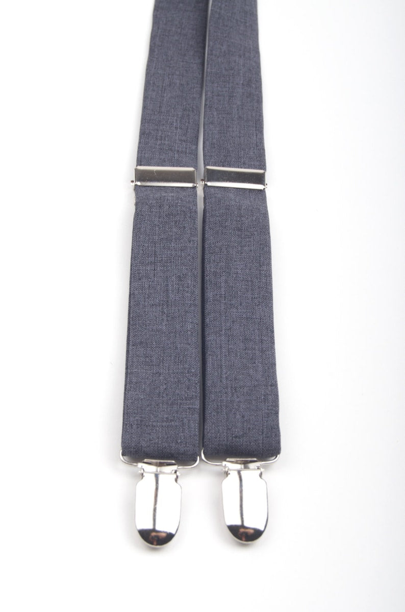 Bretelles gris foncé, bretelles en mélange de polyester, bretelles grises, bretelles pour garçon, bretelles pour homme, bretelles pour enfant, bretelles pour adulte, gris