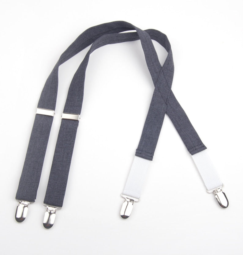 Bretelles gris foncé, bretelles en mélange de polyester, bretelles grises, bretelles pour garçon, bretelles pour homme, bretelles pour enfant, bretelles pour adulte, gris