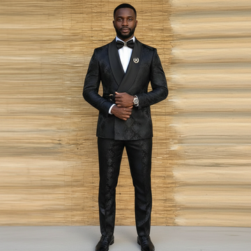 Black Pattern Men's Suit 2-piece Wedding Groom Tuxedo Premium Tailor-made Suit for Male XS-5XL Blazer Pants
