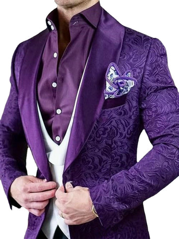 Custom Made Men Suits One Button Groom Tuxedos Shawl Satin Lapel Groomsmen Wedding Best Man ( Jacket+Pants+Vest+Tie )