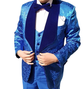 Royal Blue One Button Groomsmen Shawl Lapel Groom Tuxedos Men Suits Wedding Prom Dinner Best Man Blazer 3 Pcs