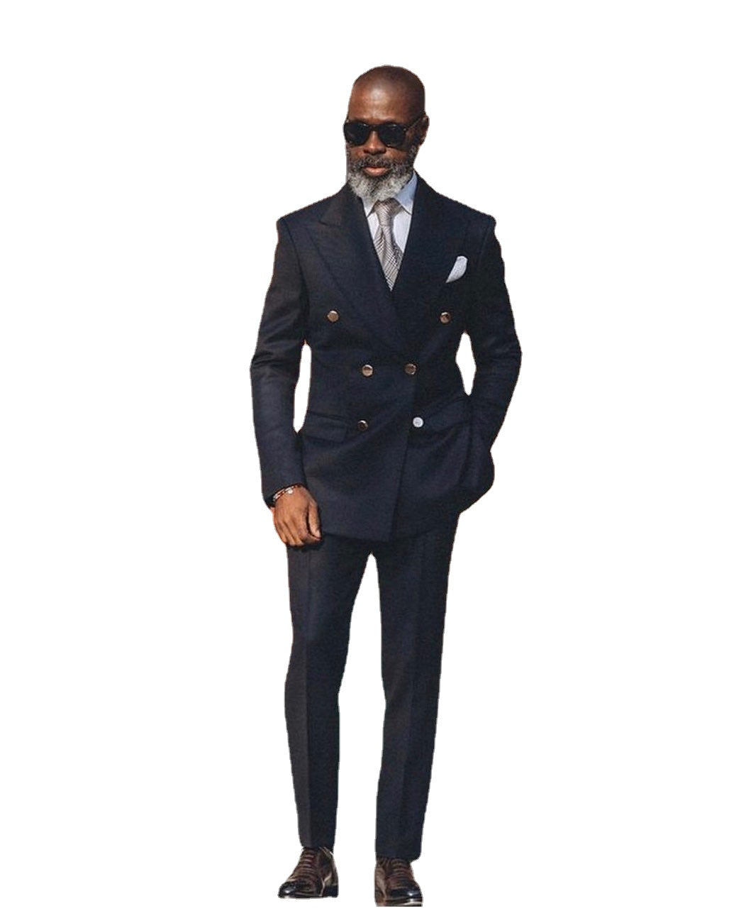 Black Men Suits Peak Lapel Groom Tuxedos Costume Homme Wedding  Slim Fit 2 Pcs (Jacket+Pants)