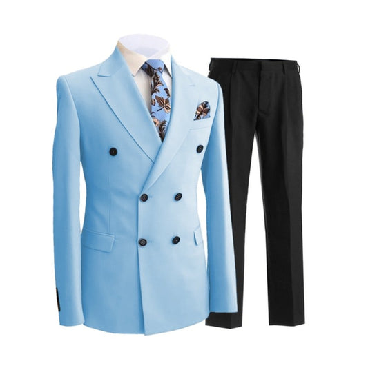 2 Pieces Double-breasted Men Suits Slim Fit Business Groom Tuxedos Blazer Wedding Prom Evening Men's Blazer+Pants