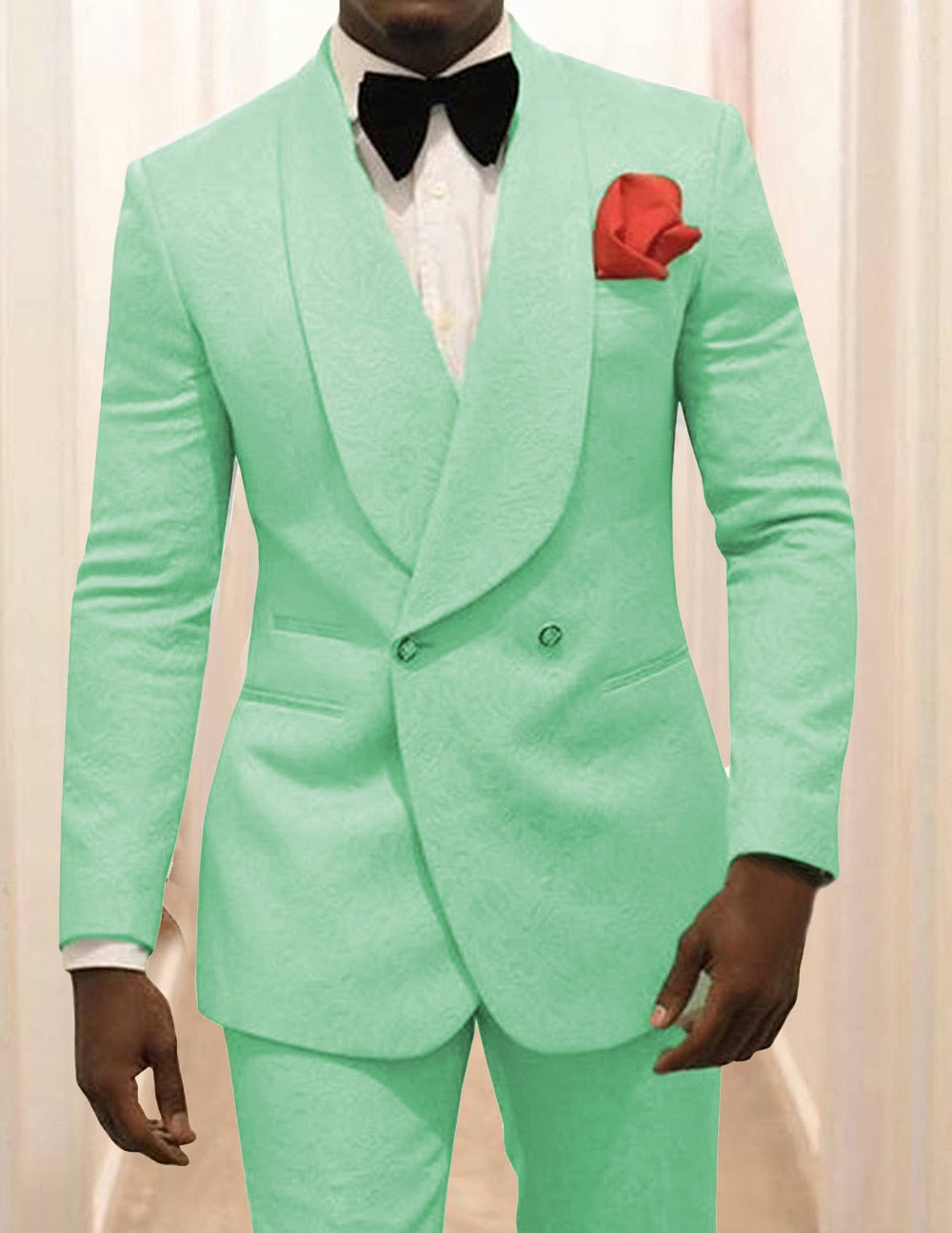 2 Pieces Men‘s Suit Lavender Casual Floral Blazer Prom Purple Tuxedo Tweed Shawl Lapel Dinner Party White Jacket Wedding Grooms