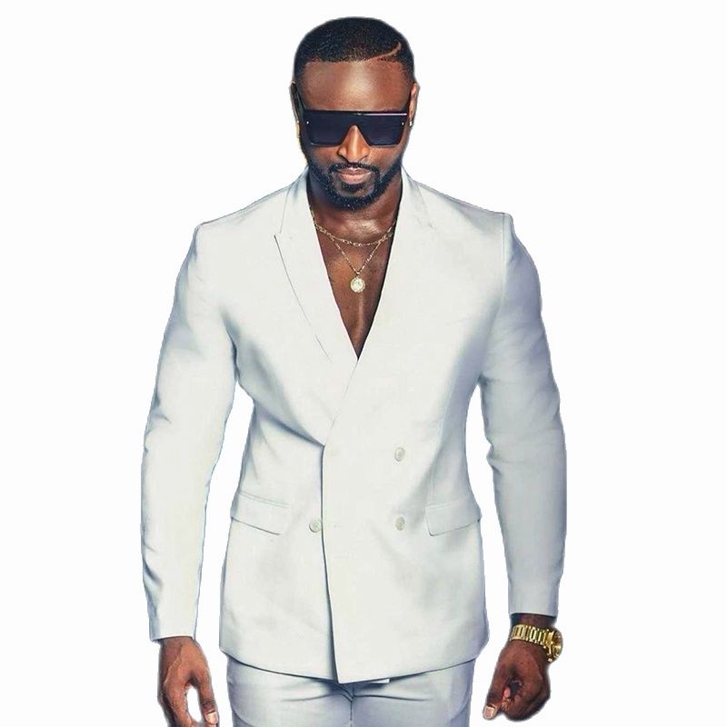 2 Pieces White Men Suit Tailor Made Slim Fit Business Suits Formal (Blazer+Pants)