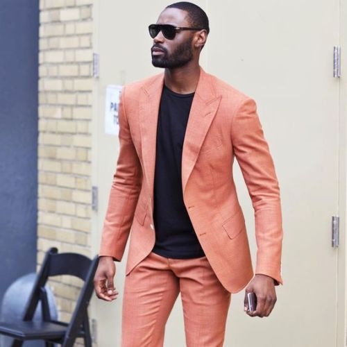 Beach Casual Peaked Lapel Two Buttons Men Suits Custome Homme Peach Wedding Tuxedos Best Man Slim Fit Blazer