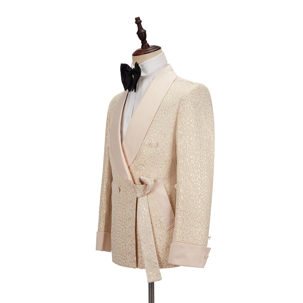 Embroidered Men Suit Jacquard 2 Pcs Suit