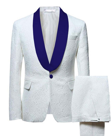 Men's Suit 2 Pieces Shawl Lapel Printed/Patterned Suit Tuxedos Groomsmen For Wedding(Blazer+Pants)