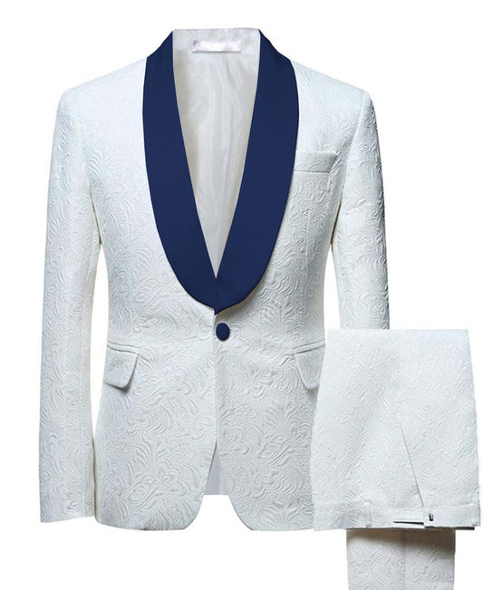 Men's Suit 2 Pieces Shawl Lapel Printed/Patterned Suit Tuxedos Groomsmen For Wedding(Blazer+Pants)