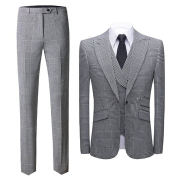 Gray White Plaid Custom Business Suit