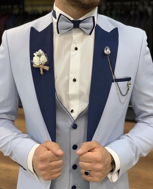 Custom Made Single Breasted Man Suit Groom Tuxedo Costume Homme Three Pieces (Jacket+Pants+Vest)