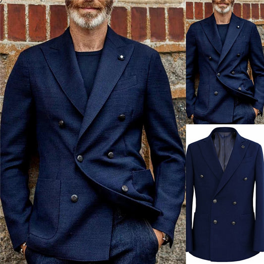 Men's Slim Suits Business Casual Closure Collar Two-piece Blazers Jacket Pants Trousers Vest Sets