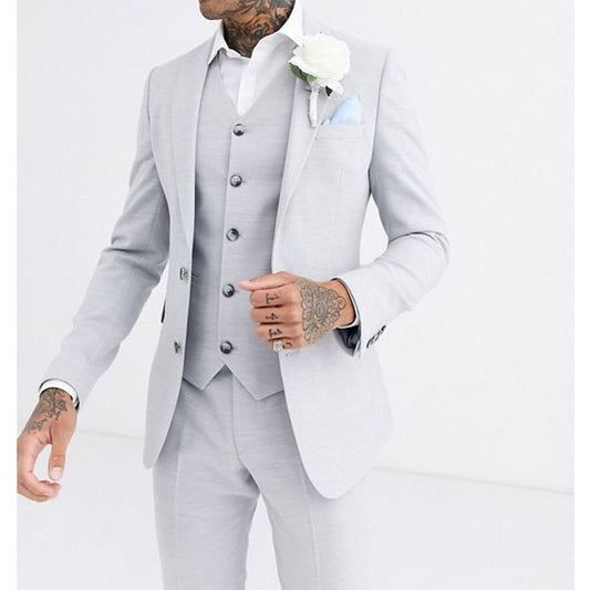Men's Suit Single Breasted Lapel Casual Slim Prom Dinner 3 Piece Set Terno Completo Blazer Sets