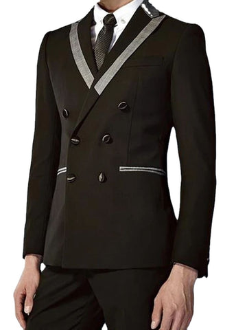Costume Homme Black Men Suits Peak Lapel Groom Wear Tuxedos Wedding Terno Slim Fit 2 Pieces Blazer(Jacket+Pants)