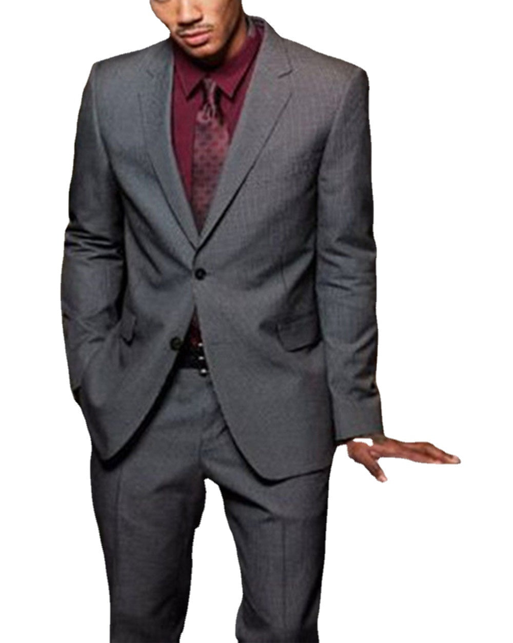 Traje de boda gris de 2 piezas (chaqueta + pantalón), esmoquin de dos botones para novio, blazer