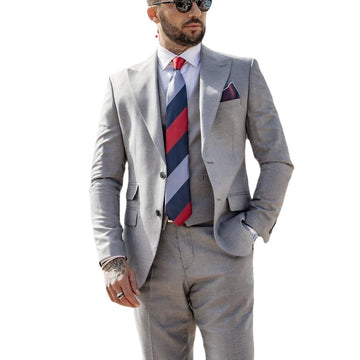 Gray 3 Pieces Men Suits Tailored Single Breasted Blazer Vest Pants Wedding Business Work Wear Causal Prom Tailored