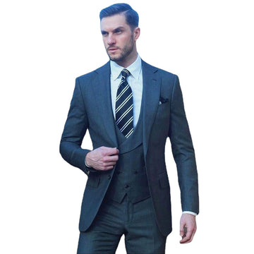 Classic Slim Fit Men Suits For Groom Wedding Party Prom Tuxedo 3 Piece Jacket Vest Pants Set Formal Business Blazer Masculino