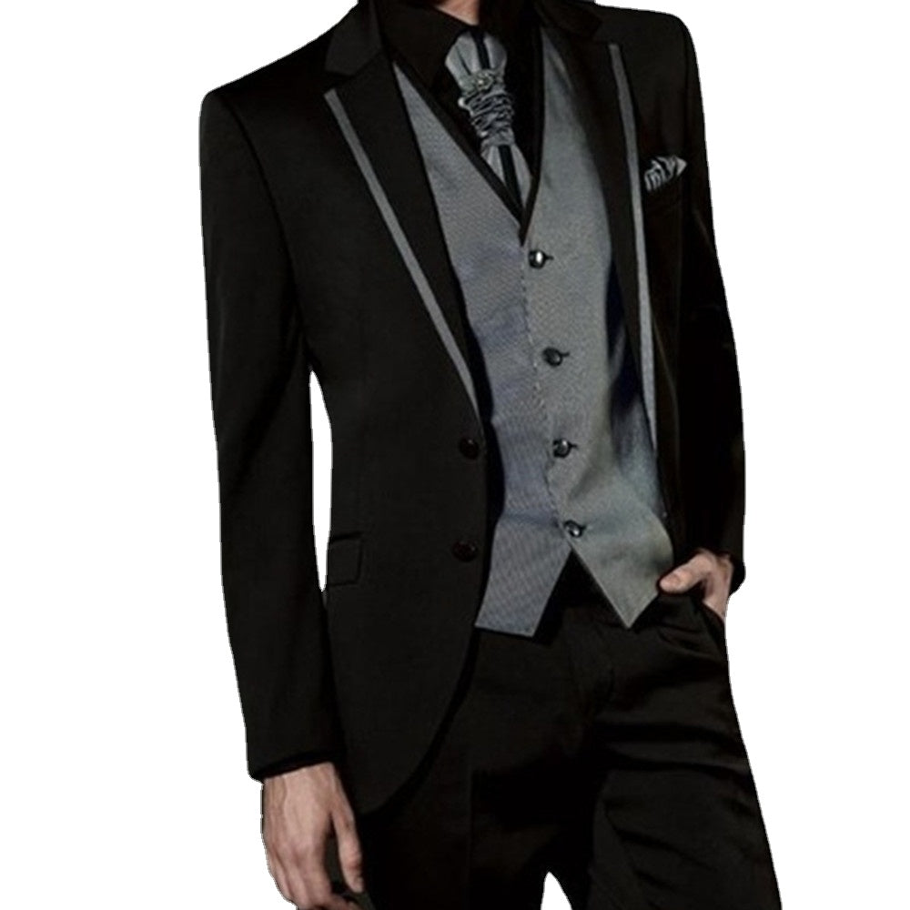 Coat Pant Designs Italian Black Grey Men Suits Slim Fit Tuxedo 3 Piece Gentle Custom Groom Prom Suit Terno Masculino