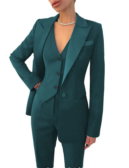 3 Pieces Women Suits Lapel Blazer Custom Made Blazer+Vest+Pants Office Lady Formal Single Breasted Party Prom Dress