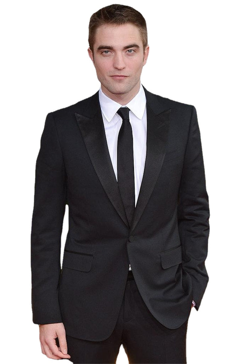 Groom Tuxedos Black Groomsmen Peak Satin Lapel Wedding Suits Best Men Suit (Jacket+Pants+Tie+Girdle)