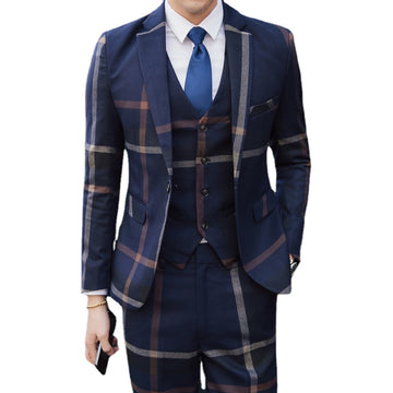 Coat Vest Pants Men's Boutique Stripes Wedding Suit Three Pieces Set Business Casual Blazers Jacket Trousers