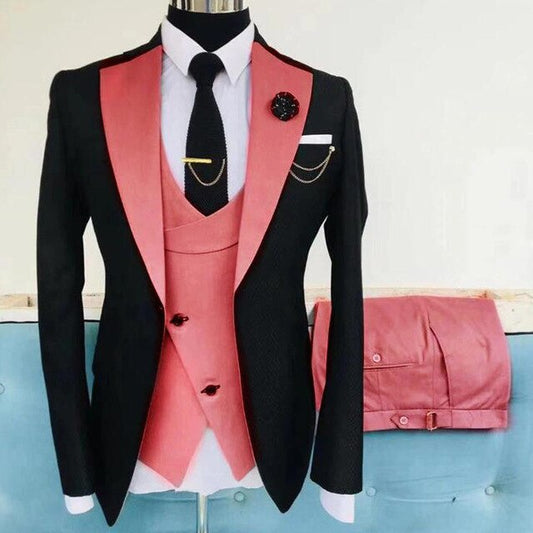 Costume Homme Groom Tuxedos Men Suits Peak Lapel Wedding Prom Terno Slim Fit Blazer 3 Pcs (Jacket+Pants+Vest