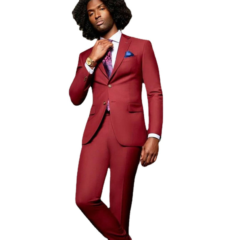 Traje formal burdeos para hombre, esmoquin ajustado para novio, chaqueta para padrino de boda, traje de esmoquin para graduación, trajes para hombre de 2 piezas 