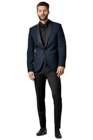 Navy Blue Shawl Lapel Men Suit Custom Tuxedo One Button Classic Formal Blazer Masculino Prom 2 Pieces(Jacket+Pants+Tie)
