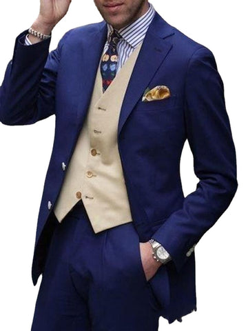 Slim Suit Men's Pant Suits Thin Wedding Tuxedos Custom Made(Jacket+Vest+Trousers)