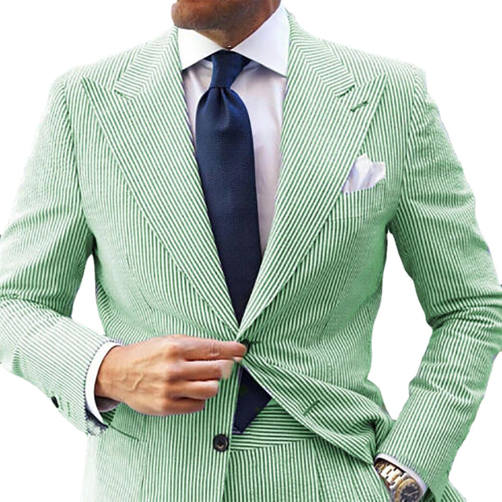 Trajes de hombre Blazer de solapa ancha con pico para boda, playa, ocio, verano, esmoquin, traje cruzado, hecho a medida 