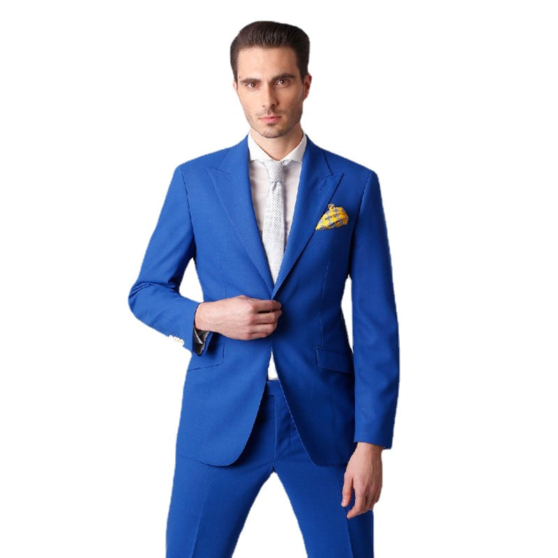 Royal Blue Peaked Lapel Suits for Business Man Groom Tuxedo Costume Homme Ropa Hombre 2 Pcs Jacket Pants Terno Masculino Blazer
