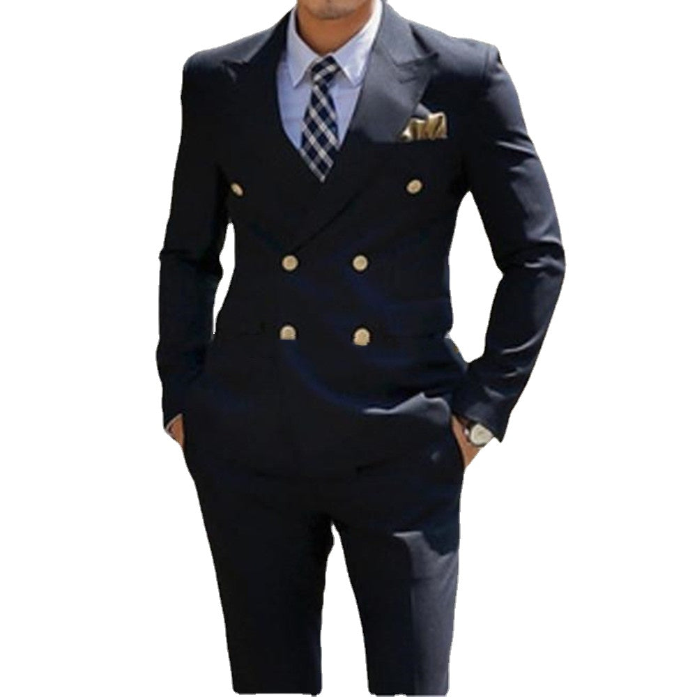 Double Breasted Black Men Suits Slim fit 2 piece Wedding Tuxedo for Groomsmen Man Clothes Set Jacket with Pants