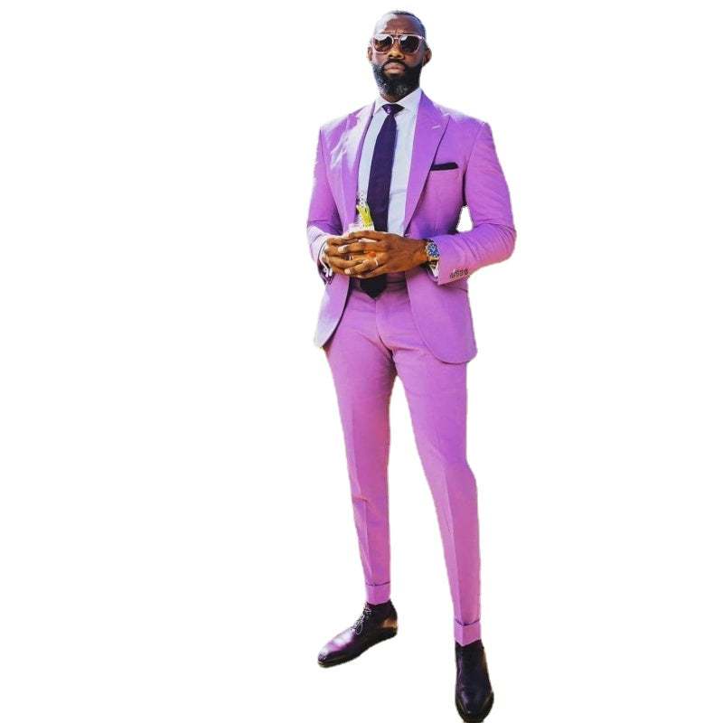Custom Made Purple Men Suits Jacket Pants for Wedding Peak Lapel Suits Tailored Party americana hombre Blazer Trousers 2 Pcs