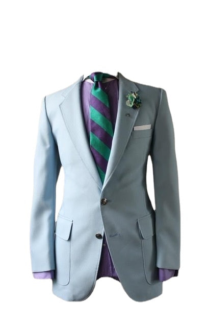 Conjunto de 2 piezas de traje de boda para hombre (chaqueta, pantalón y corbata), color azul cielo (chaqueta, pantalón y corbata), para fiesta 