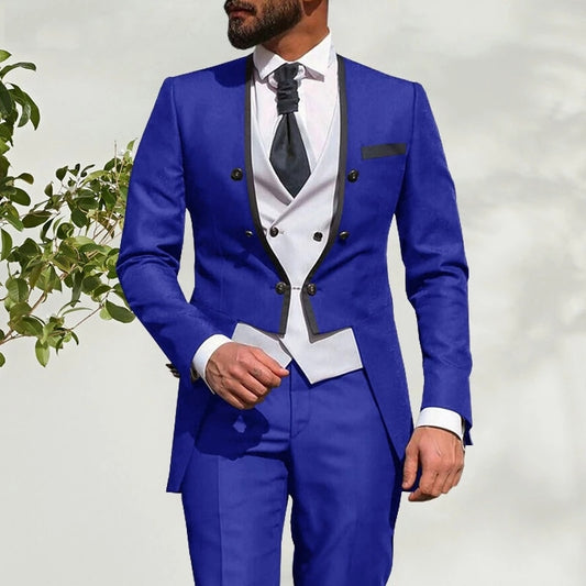 Men Suits 3 Pcs White Vest Costume Homme Wedding Grooms Wear Tuxedos Terno Slim Fit Prom Jacket+Pant+Vest