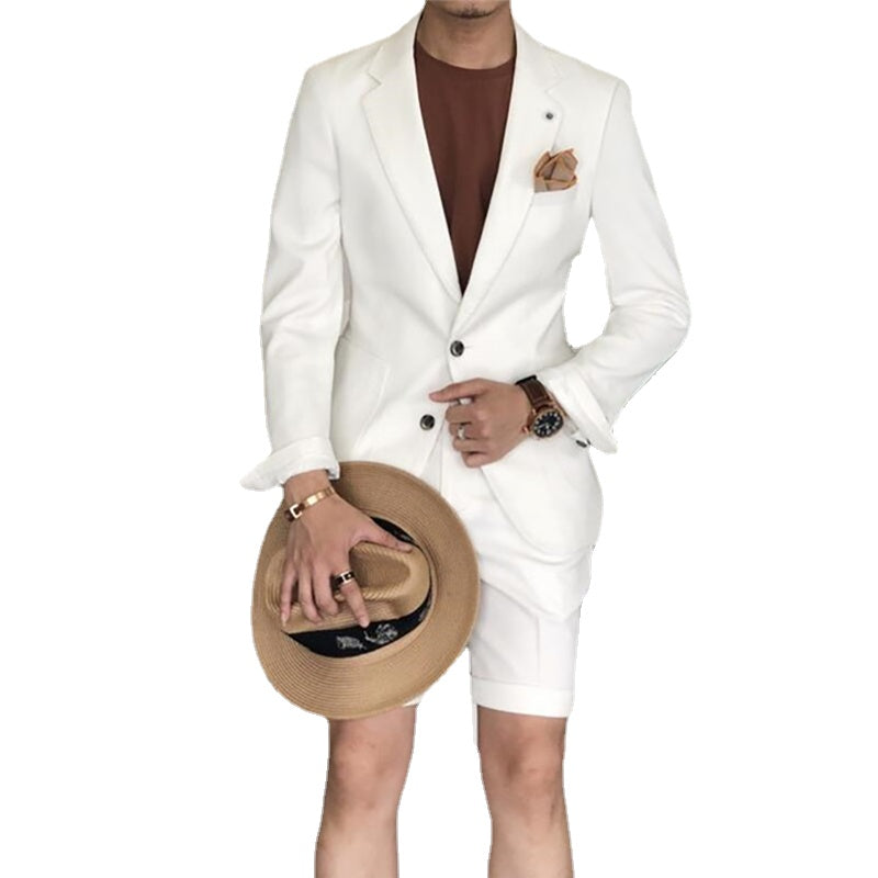 White Suits Slim Fit Groomsmen Wedding Tuxedos Men Notched Lapel Formal Prom Suit 2 Pcs (Jacket+Pant)