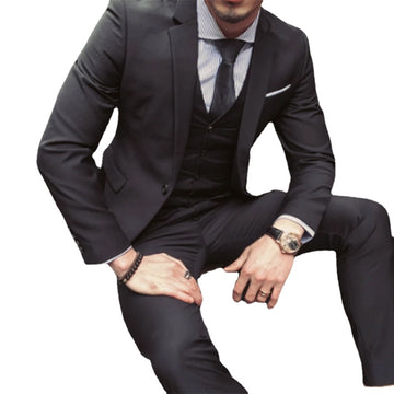 Men Suit Groom Wear Notched Lapel Business Casual Tailor Made Slim Fit 3 Piece (Jacket+Vest +Pants) Costume Homme