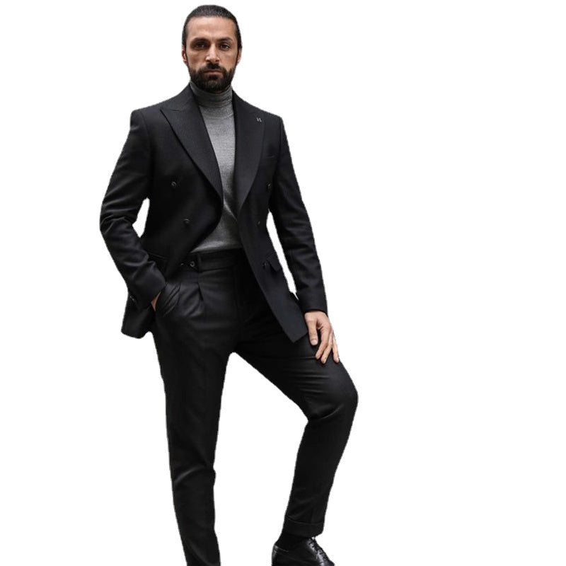 Formal Business Double Breasted Men Suits Groom Wedding Tuxedos Slim Fit Prom Blazer Terno 2 Pieces Jacket+Pant
