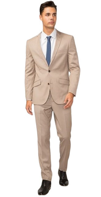 Traje de hombre, elegante y sencillo, color beige, 2 piezas, chaqueta y pantalón, informal, ajustado, moderno, para fiesta 