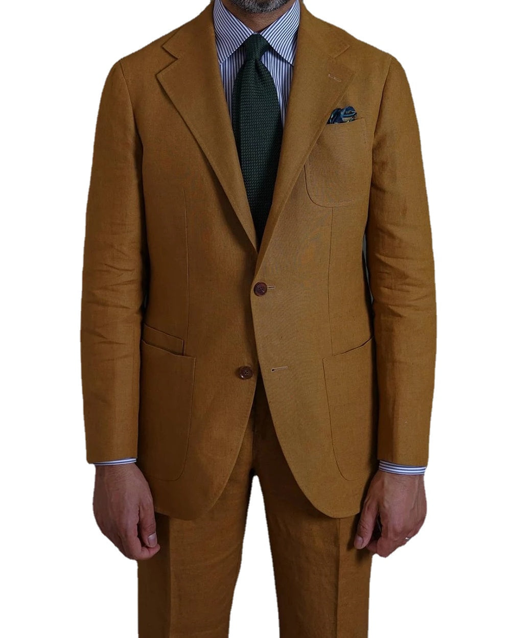 Traje de hombre con solapa de muesca en amarillo oscuro, esmoquin para boda, graduación, blazer ajustado, pantalones, 2 piezas, chaqueta y pantalones. 