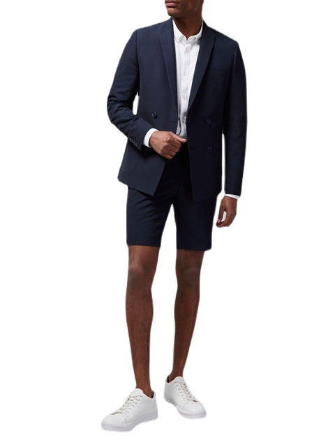 Traje azul marino para hombre, traje de hombre con pantalón corto, traje de 2 piezas (chaqueta + pantalón), esmoquin personalizado, blazer masculino. 
