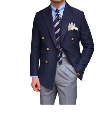 British Daily Men Blazer Hombre Double Breasted Slim Suit Blazer Homme Solid Color Suit Jacket Casual Trendy Masculino