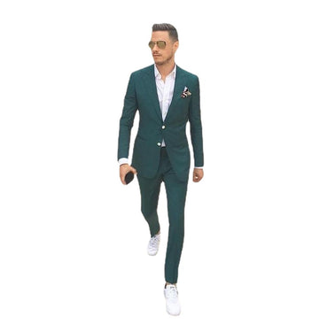 Slim Fit Men Prom Suits Peaked Lapel Wedding Suits Tuxedos 2 Pcs Blazer Terno Jacket Pants