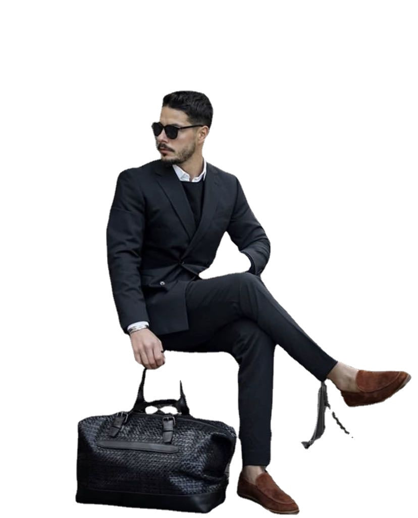 Black Suits Slim Wedding Set Classic Blazers Formal Business Dress Suit Terno (Jacket+Pant) 2 Pcs