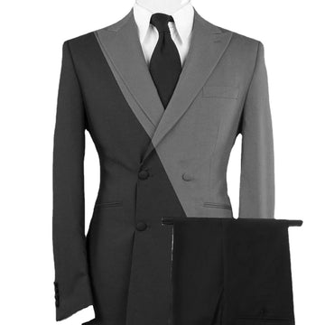 Double Breasted Slim Fit Black Royal Blue Men Suit Formal 2 Piece Tailor Made Men Suit For Groom Wedding Tuxedo