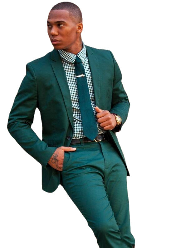 Green Notch Lapel Tuxedos Groom Wedding Men Suits Men Wedding Suits Tuxedo Costumes Smoking Pour Hommes Men(Jacket+Pants）