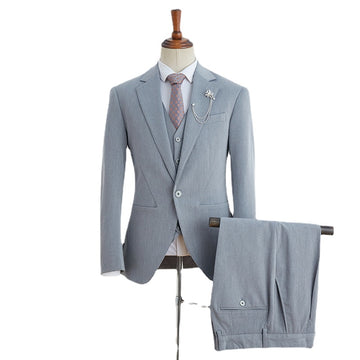 One Button Solid Color Suit Sets 3 Pieces For Men Wedding Dress(Jacket+Pants+Vest) Custom Made Tuxedos