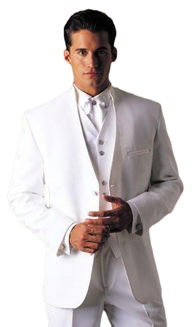 Stand Collar White Tuxedos Wedding Suits 3 Pieces Costume Homme Groom Wedding Terno Slim fit Blazer
