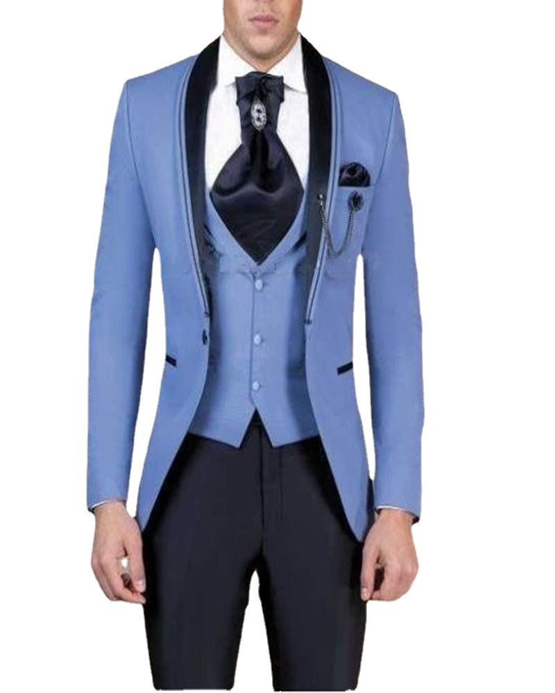 Traje de hombre ajustado con abrigo azul para boda, conjuntos de lujo para hombre, conjunto de blazer, vestidos de fiesta, esmoquin, chaqueta Peaky Blinders, conjuntos. 