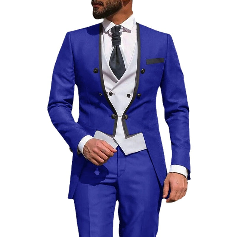 Men Suits 3 Pcs White Vest Costume Homme Wedding Grooms Wear Tuxedos Terno Slim Fit Prom Jacket+Pant+Vest